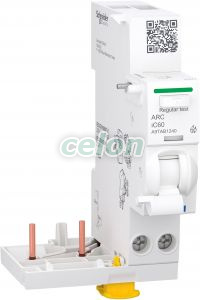 Acti9 AFDD, Bloc auxiliar detectie arc electric, 40A, pentru iC60 2P, Aparataje modulare, Dispozitive de protecție împotriva arcului electric, Schneider Electric