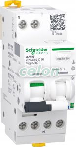 Acti9 Active Vigi ARC, Intreruptor automat diferential, detectie arc electric, cu Powertag, iCV40N, 1P+N, curba C, 16A, 6kA, 30mA tip A-SI, Active VigiARC RCBO, Aparataje modulare, Dispozitive de protecție împotriva arcului electric, Schneider Electric