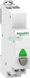 Buton modular 20A Gri - Verde 1 no A9E18038  - Schneider Electric, Aparataje modulare, Butoane, intrerupatoare modulare, Schneider Electric
