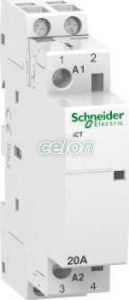 Contactor modular pe sina 2P 20A ICT 230/240 v c.a. 50 hz A9C22722  - Schneider Electric, Aparataje modulare, Contactoare pe sina, Schneider Electric