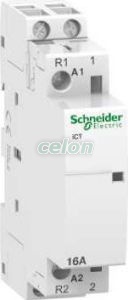 Contactor modular pe sina 2P 16 A ICT 220 v c.a. 50 hz A9C22515  - Schneider Electric, Aparataje modulare, Contactoare pe sina, Schneider Electric
