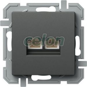 LOGIQ Priza dubla date Rj45 Cat5e Antracit, Prize - Intrerupatoare, Gama Logiq - Tem, Mecanisme Logiq, Tem