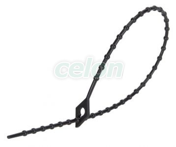 Fasete tip perlă reutilizabile, negre 100×1,2mm, D=3-25mm, PA6.6, Alte Produse, Tracon Electric, Elemente de fixare, Faşete şi accesorii, Faşete cu perlă, Tracon Electric