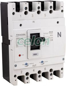 Întreruptor compact 4P,400A,Ir=(0,8-1,0)In,400/415V, 50/60Hz, Icu=50kA, Ics=35kA, Alte Produse, Tracon Electric, Distribuţia energiei, Întrerupătoare compacte, Întrerupător compact (tip AKM) cu protecție termică și magnetică reglabilă, Selecţie, Tracon Electric