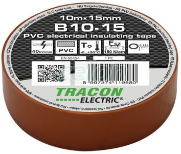 Bandă izolatoare, maro 10m×15mm, PVC, 0-90°C, 40kV/mm, Materiale auxiliare, Benzi izolatoare, Tracon Electric