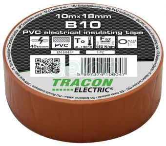 Bandă izolatoare, maro 10m×18mm, PVC, 0-90°C, 40kV/mm, Materiale auxiliare, Benzi izolatoare, Tracon Electric