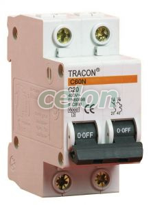 Siguranţă automată, 2 poli, curba caracteristică B 16A, 6kA, Aparataje modulare, Sigurante automate, Tracon Electric