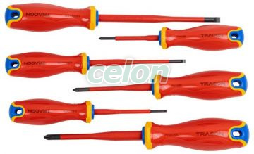 Set de șurubelnițe izolate la 1000 V 1000 V, 1x5,5x125mm, 0,8x4x100mm, 0,4x2,5x75mm, Alte Produse, Tracon Electric, Scule, Unelte de mână, Şurubelniţă, Set de şurubelniţe 1000V, Tracon Electric