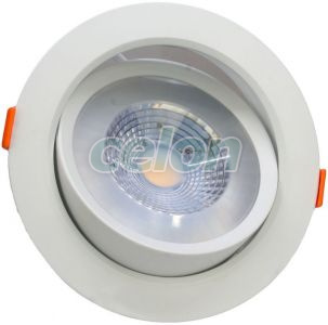 Corp de iluminat LED încastrat, reglabil 200-240 V, 50Hz, 7W, 4000K, 450lm, 38°, IP20,D=95mm, EEI=G, Alte Produse, Tracon Electric, Iluminat - şi corpuri de iluminat, Panouri cu LED, corpuri de iluminat încorporabile, Corp de iluminat LED, încastrat, reglabil, Tracon Electric