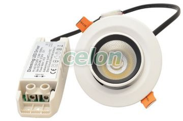 Corp de iluminat LED încastrat, reglabil 200-240VAC, 10 W, 800 lm, 4000 K, IP40, EEI=G, Alte Produse, Tracon Electric, Iluminat - şi corpuri de iluminat, Panouri cu LED, corpuri de iluminat încorporabile, Corp de iluminat LED, încastrat, reglabil, Tracon Electric