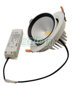 Corp de iluminat LED încastrat, reglabil 230 V, 50 Hz, 35 W, 3250 lm, 2700 K, EEI=F, Alte Produse, Tracon Electric, Iluminat - şi corpuri de iluminat, Panouri cu LED, corpuri de iluminat încorporabile, Corp de iluminat LED, încastrat, reglabil, Tracon Electric