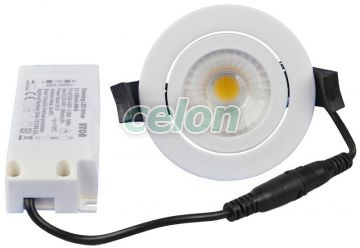 Corp de iluminat LED încastrat, rotund, reglabil 230 V, 50Hz, 13W, 4000K, 1210lm, 60°, IP65, EEI=F, Alte Produse, Tracon Electric, Iluminat - şi corpuri de iluminat, Panouri cu LED, corpuri de iluminat încorporabile, Corp de iluminat LED, încastrat, reglabil, Tracon Electric