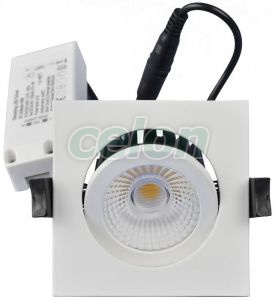 Corp de iluminat LED încastrat, pătrat, reglabil 230 V, 50Hz, 13W, 4000K, 1210lm, 60°, IP65, EEI=F, Alte Produse, Tracon Electric, Iluminat - şi corpuri de iluminat, Panouri cu LED, corpuri de iluminat încorporabile, Corp de iluminat LED, încastrat, reglabil, Tracon Electric