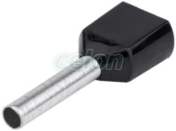 Tub de capăt dublu, izolat (PA6.6),cupru el. stanat 2×1,5mm2, L=8mm, Elemente de conexiune, Tuburi de capăt, Tuburi de capăt (cap terminal) duble, Tracon Electric