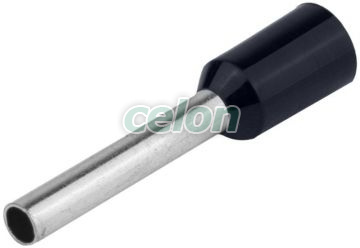 Tub de capăt izolat (PA6.6),Cu electrolitic stanat, negru 1,5mm2, L=14,6mm, Elemente de conexiune, Tuburi de capăt, Tuburi de capăt (cap terminal) izolate, Tracon Electric