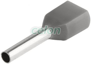 Tub de capăt dublu, izolat (PA6.6),cupru el. stanat, gri 2×4mm2, l=12mm, Elemente de conexiune, Tuburi de capăt, Tuburi de capăt (cap terminal) duble, Tracon Electric