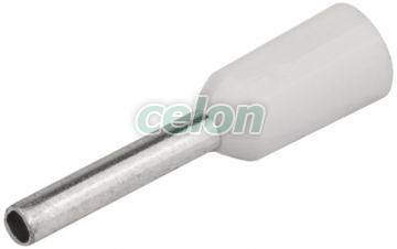 Tub de capăt izolat (PA6.6),Cu electrolitic stanat, alb 0,75mm2, L=12,4mm, Elemente de conexiune, Tuburi de capăt, Tuburi de capăt (cap terminal) izolate, Tracon Electric