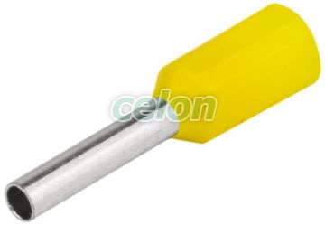 Tub de capăt izolat (PA6.6),Cu electrolitic stanat, galben 1mm2, L=12,4mm, Elemente de conexiune, Tuburi de capăt, Tuburi de capăt (cap terminal) izolate, Tracon Electric