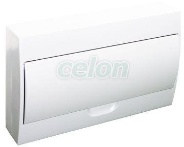 Cutie de distribuţie pe tencuială, uşă albă, baretă N/PE 1×18 modul, IP40, (H×W×D=220×364×96mm), Alte Produse, Tracon Electric, Cutii şi dulapuri, Cutii de distribuţie, Cutii pe tencuială, Tracon Electric