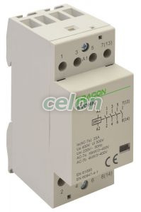 Contactor modular de instalaţii 24V, 50Hz, 2 Mod, 4×NO, AC1/AC7a, 25A,, Alte Produse, Tracon Electric, Aparataj, Familia modulară de produse EVO, Contactor modular de instalaţii EVOHK, Tracon Electric