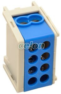 Clemă derivaţie, fixare pe şină, albastru 1×35+1×25mm2/1×35+1×25mm2, 400VAC, 125A, Elemente de conexiune, Cleme de derivaţie, Tracon Electric