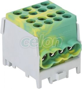 Clemă derivaţie, fixare peșină, verde-galben 2.5-25mm2, max. 1000VAC/DC, max.101A, Alte Produse, Tracon Electric, Elemente de conexiune, Cleme şir, Cleme de derivaţie, FLECU, Tracon Electric