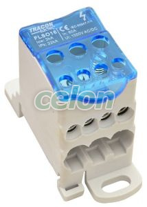 Clemă şir distribuţie, fixare pe şină, construcţie deschisă 3×16(16)mm2 / 4×10(6)mm2, 1000VAC/DC, 80A, Elemente de conexiune, Blocuri de distributie, Tracon Electric