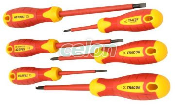 Set de şurubelniţe 1000V 1000 V; 1×5,5×125mm; 0,8×4×100mm; 0,4×2,5×75mm, Alte Produse, Tracon Electric, Scule, Unelte de mână, Şurubelniţă, Set de şurubelniţe 1000V, Tracon Electric