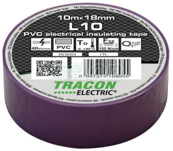 Bandă izolatoare, mov 10m×18mm, PVC, 0-90°C, 40kV/mm, Materiale auxiliare, Benzi izolatoare, Tracon Electric