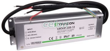 Alimentator LED cu carcasă metalică, protejat 90-264VAC/12VDC,320W,0-26.5A, IP67, Alte Produse, Tracon Electric, Surse de lumină, Benzi cu LED-uri și accesorii, Alimentatoare pentru LED-uri, Alimentatoare LED cu carcasă metalică, protejate, Tracon Electric