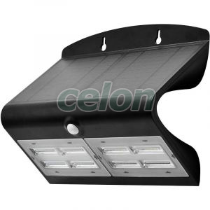 CIL de perete LED, panou fotovoltaic,detector mișcare, negru 6,8 W, 4000 K, 800 lm, IP65, 3,7 V, 4 Ah, Alte Produse, Tracon Electric, Iluminat - şi corpuri de iluminat, Proiectoare, Proiector LED cu panou fotovoltaic şi detector de mişcare, Tracon Electric