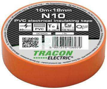 Bandă izolatoare, portocalie 10m×18mm, PVC, 0-90°C, 40kV/mm, Materiale auxiliare, Benzi izolatoare, Tracon Electric