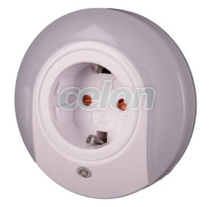 Priză cu lumină de veghe și senzor crepuscular 230VAC, 50Hz, 0,42W, 15lm, CDS, 1xSCHUKO, Alte Produse, Tracon Electric, Iluminat - şi corpuri de iluminat, LED HOME, Lumină de veghe, Tracon Electric