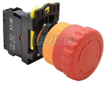 Buton de avarie, cu zăvorâre,roşu 1×NC, 5A/230V AC-15, 40mm, IP65, Alte Produse, Tracon Electric, Automatizări industriale, Butoane, comutatoare şi lămpi de semnalizare cu corp din material plastic, Butoane tip ciupercă, Tracon Electric