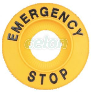 Plăcuţă EMERGENCY STOP d=60mm, h=8mm, ABS, Alte Produse, Tracon Electric, Automatizări industriale, Butoane, comutatoare şi lămpi de semnalizare cu corp din material plastic, Accesorii, Tracon Electric