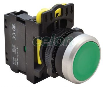 Buton simplu, verde 1×NO, 5A/230V AC-15, IP65, Alte Produse, Tracon Electric, Automatizări industriale, Butoane, comutatoare şi lămpi de semnalizare cu corp din material plastic, Butoane simple, Tracon Electric