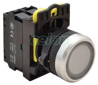 Buton cu semnalizare luminoasă, alb 1×NO, 5A/230V AC-15, IP65, LED 230V AC/DC, Alte Produse, Tracon Electric, Automatizări industriale, Butoane, comutatoare şi lămpi de semnalizare cu corp din material plastic, Butoane simple cu semnalizare luminoasă, Tracon Electric