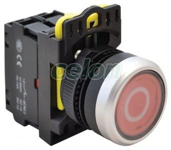 Buton inscripţionat cu semn.luminoasă, roşu, (0 alb) 1×NC, 5A/230V AC-15, IP65, LED 230V AC/DC, Alte Produse, Tracon Electric, Automatizări industriale, Butoane, comutatoare şi lămpi de semnalizare cu corp din material plastic, Butoane inscripţionate, Tracon Electric