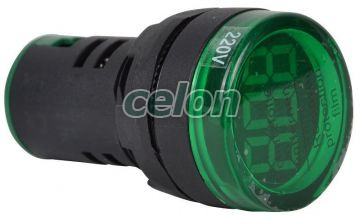 Voltmetru, indicator LED,verde 24-500VAC, d=22mm, Alte Produse, Tracon Electric, Automatizări industriale, Butoane, comutatoare şi lămpi de semnalizare cu corp din material plastic, Voltmetre, Ampermetre, Avertizoare sonore, Tracon Electric