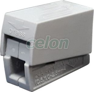 Conector cu 2 conductoare pentru corpuri de iluminat In: 1-2,5mm2; Out: 0,5-2,5mm2, 24A, 400VAC, 3P, Alte Produse, Tracon Electric, Elemente de conexiune, Conexiuni, ramificaţii, Conector pentru corpuri de iluminat, Tracon Electric