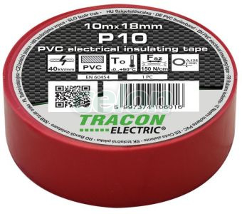 Bandă izolatoare, roşie 10m×18mm, PVC, 0-90°C, 40kV/mm, Materiale auxiliare, Benzi izolatoare, Tracon Electric