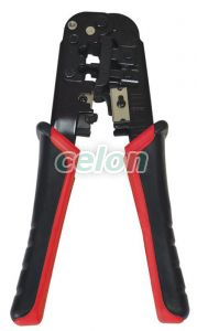 Cleste pentru tăiat, dezizolat şi sertizat conectori RJ RJ11, RJ12, RJ45, Alte Produse, Tracon Electric, Scule, Scule pentru pregătirea cablurilor, Clește de tăiat, dezizolat și sertizat pentru tehnica telecomunicaţiilor, Tracon Electric