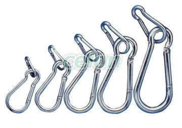 Karabiner, rugós, acél d=7mm, 1100N, Segédanyagok, Rögzítéstechnika, Fém feszítők, bilincsek, Rugós karabiner, Tracon Electric