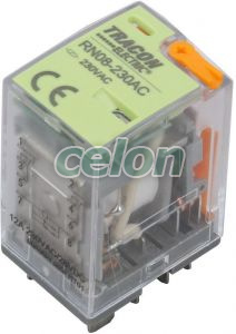 Releu miniaturizat de putere cu buton test și indicat.stare 24V AC / 2×CO (12A, 230V AC / 28V DC), Alte Produse, Tracon Electric, Relee, Relee industriale, Relee miniaturizate de putere, Tracon Electric