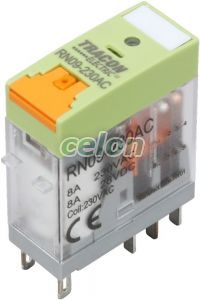 Releu print cu buton de test și indicator de stare 24V AC / 2×CO (8A, 230V AC / 30V DC), Alte Produse, Tracon Electric, Relee, Relee industriale, Relee print, Tracon Electric