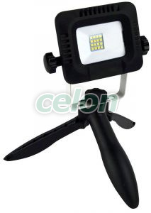 Proiector LED manual cu stativ pliabil 180-240 VAC, 10W, IP44, 4000K, 3,7V 4400mAh, 800lm,, Alte Produse, Tracon Electric, Iluminat - şi corpuri de iluminat, Proiectoare, Reflectoare LED portabile, pentru lucrări, Tracon Electric