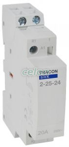 Contactor modular 24V AC, 50Hz, 1 Mod, 2×NO, AC1/AC7a, 25A, Alte Produse, Tracon Electric, Aparataj, Aparataj modular, Contactoare de instalaţii, SHK tip, Tracon Electric