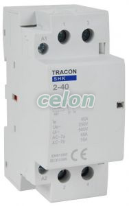 Contactor modular 230V AC, 50Hz, 2 Mod, 2×NO, AC1/AC7a, 40A, Alte Produse, Tracon Electric, Aparataj, Aparataj modular, Contactoare de instalaţii, SHK tip, Tracon Electric