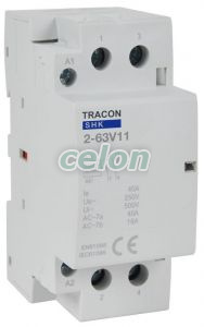 Contactor modular 230V AC, 50Hz, 2 Mod, 1×NO+1×NC, AC1/AC7a, 63A, Alte Produse, Tracon Electric, Aparataj, Aparataj modular, Contactoare de instalaţii, SHK tip, Tracon Electric