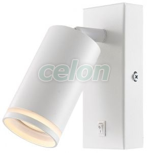 Corp iluminat spot reglabil pt perete, alb, cu întrerupător 100-240VAC, 50Hz, 1xGU10, max.35W, Alte Produse, Tracon Electric, Iluminat - şi corpuri de iluminat, Spoturi, Corpuri de iluminat de tavan reglabile cu flanșă decorativă pentru surse de lumină SPOT, seria SPGU10, Tracon Electric